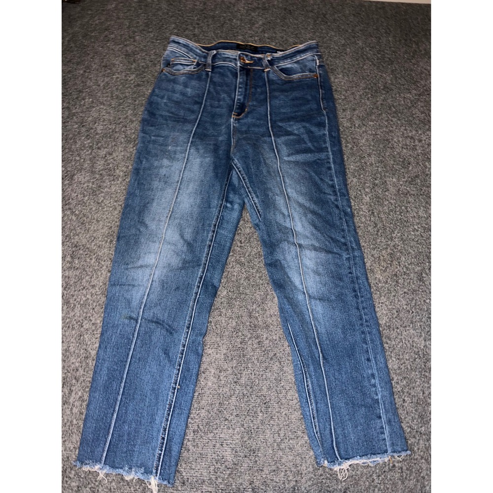 Judy Blue Straight Fit Raw Hem Seam Front Jeans Blue Size 11/30 JB82571MD